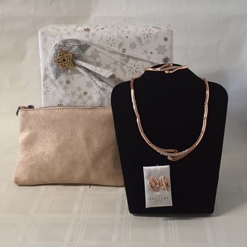 3-teiliges Schmuckset in Rose´gold inkl. Handtasche